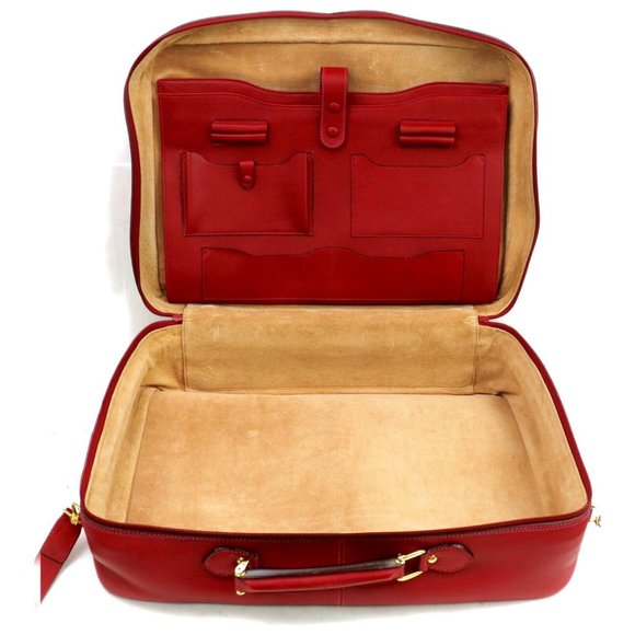 Auth Gucci Red Leather Travel Bag Rare #3886G38 - Picture 3 of 10
